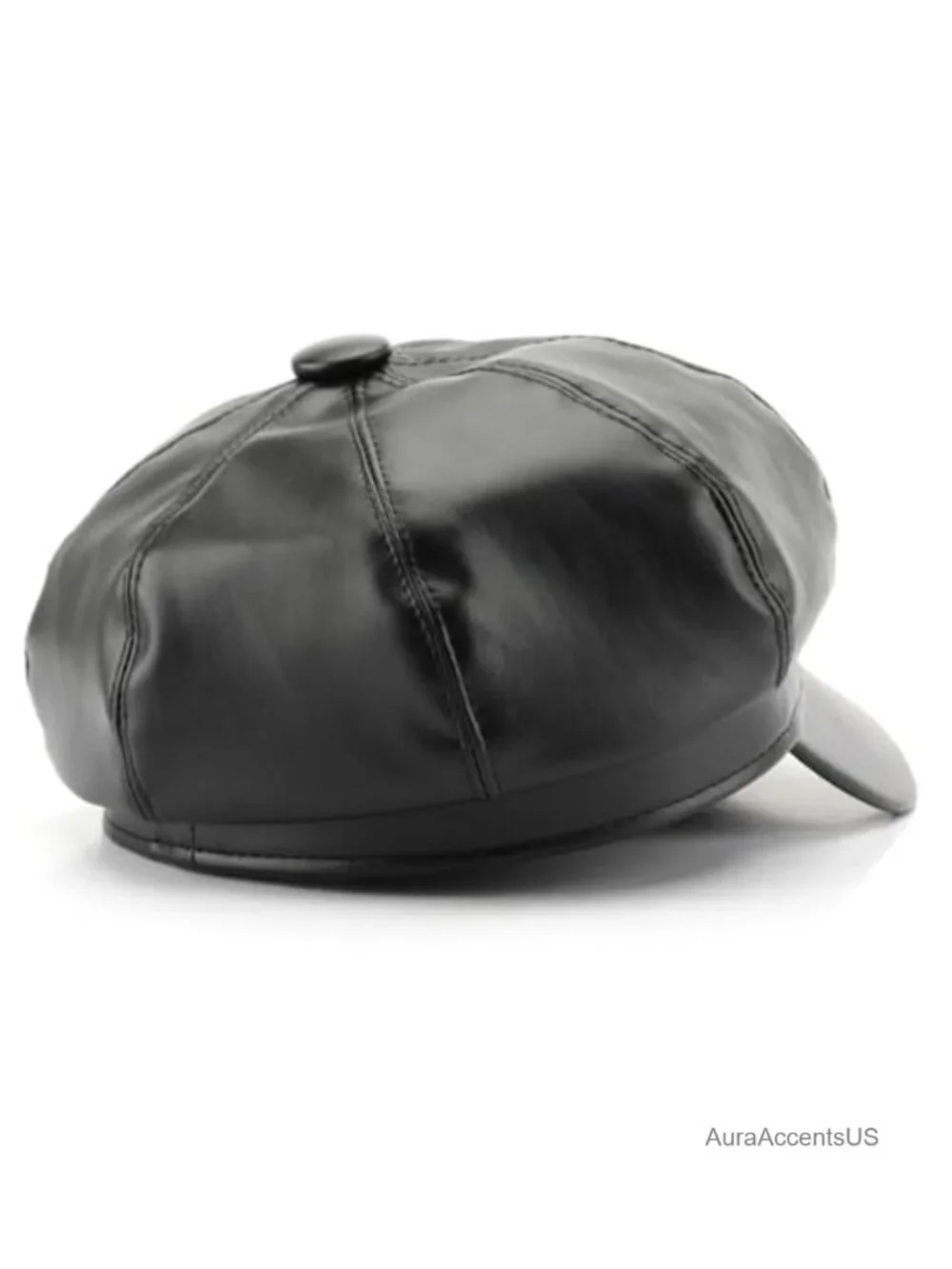 8 Panel Newsboy Cap PU Leather Visor Beret Cabbie Hat Womens Vintage Style